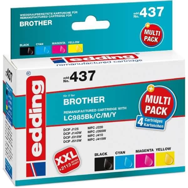 Druckerpatrone Multipack kompatibel mit Brother LC985 BK/C/M/Y