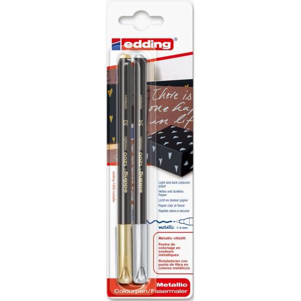 Fasermaler edding 1200 colourpen 1mm gold, silber Blister