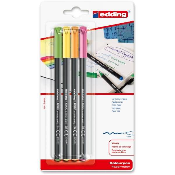 Fasermaler edding 1200 colourpen 1mm sortiert Blister VE=4 Stück