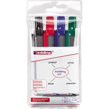 edding Boardmarker retract 12 4-12-4 1,5-3mm sortiert 4 St./Pack.