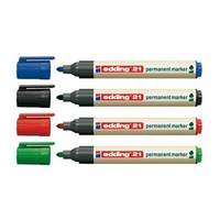 edding EcoLine 21 - Marker - permanent - für Glas, Metall, Plastik - Schwarz, Rot, Blau, Grün - 1.5-3 mm (Packung mit 4)