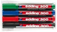edding 300 - Marker - permanent - Schwarz, Rot, Blau, Grün - 1.5-3 mm (Packung mit 4)