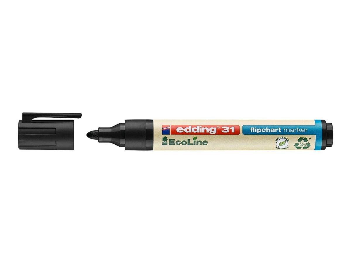 edding EcoLine 31 - Marker - für Flipchart - Schwarz, Rot, Blau, Grün - wasserbasierte Tinte - 1.5-3 mm (Packung mit 4)