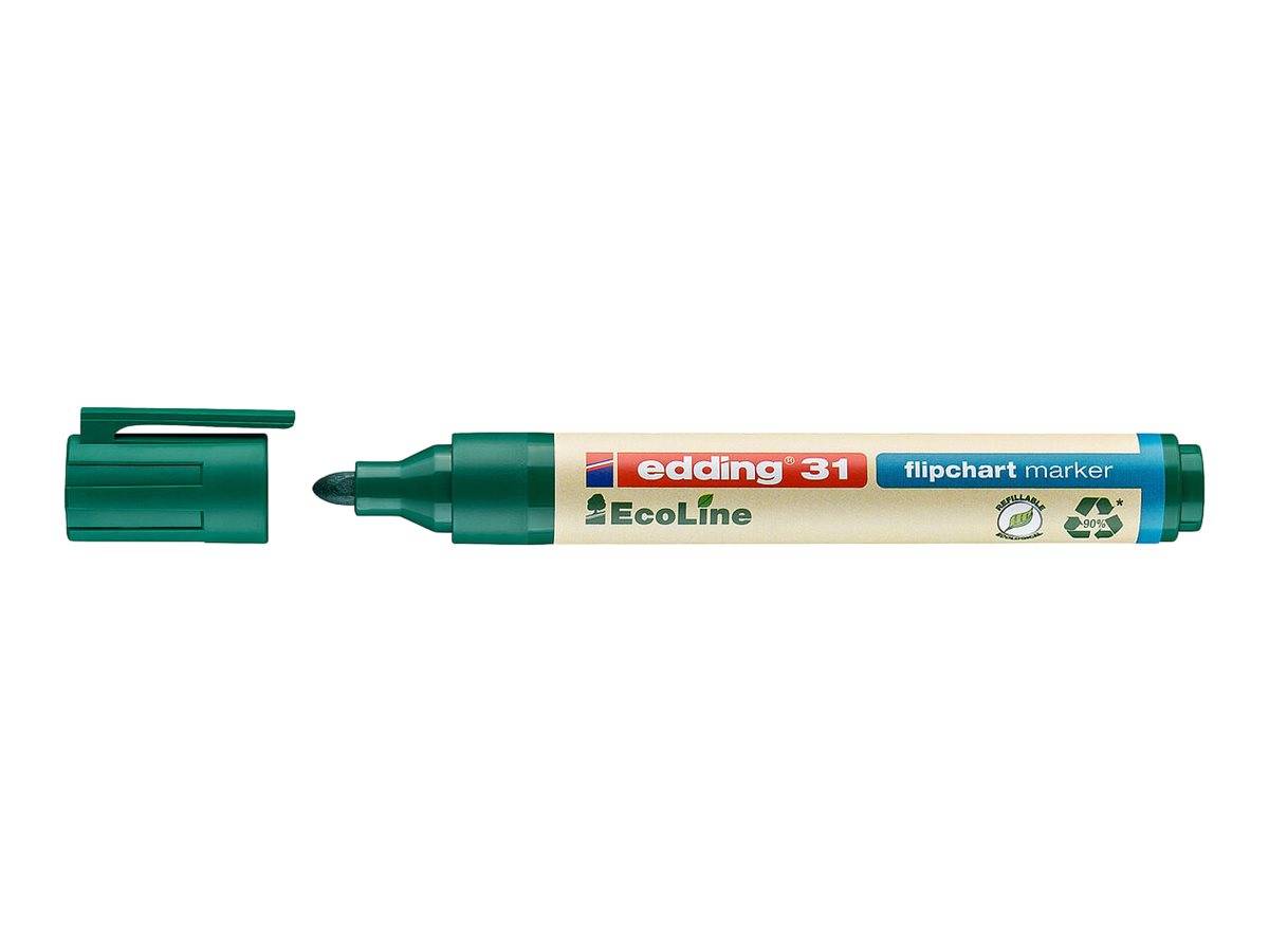 edding EcoLine 31 - Marker - für Flipchart - Schwarz, Rot, Blau, Grün - wasserbasierte Tinte - 1.5-3 mm (Packung mit 4)