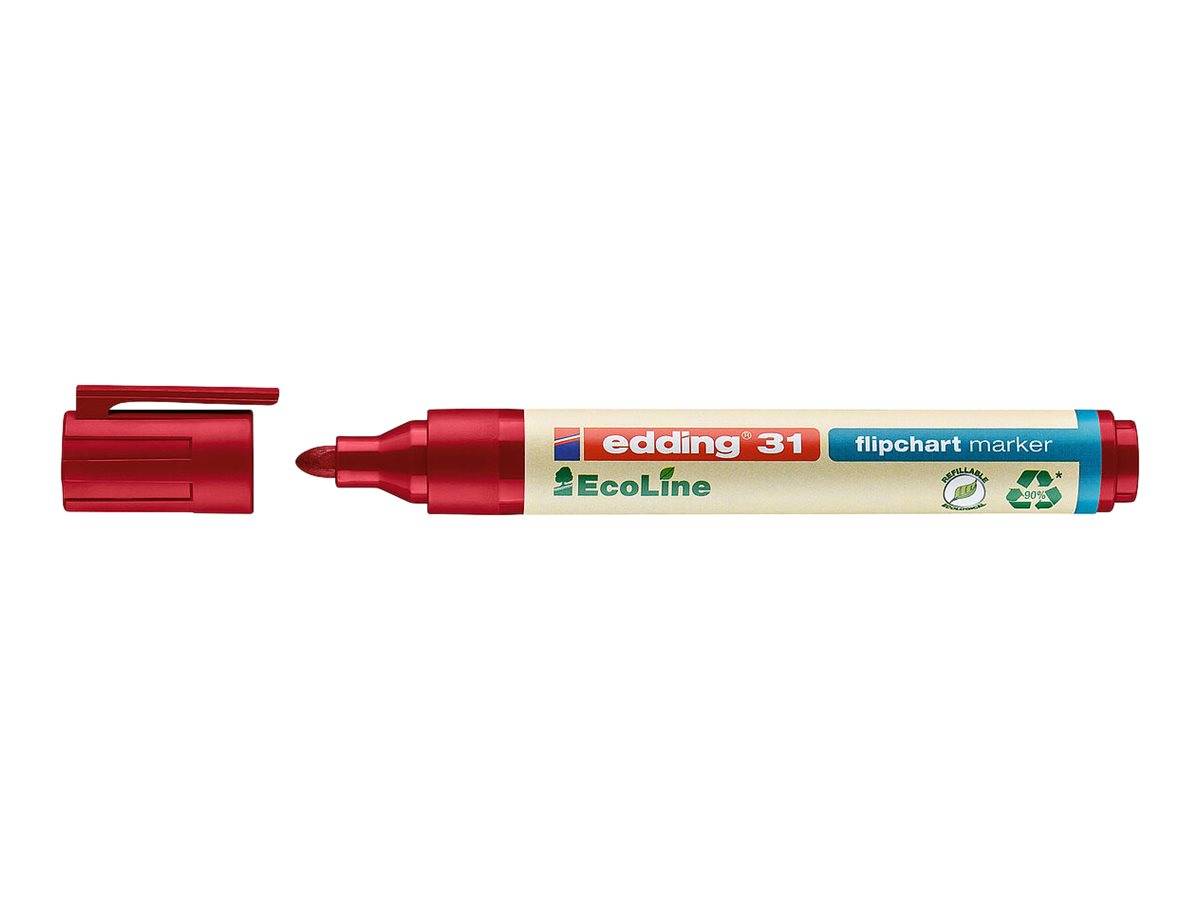 edding EcoLine 31 - Marker - für Flipchart - Schwarz, Rot, Blau, Grün - wasserbasierte Tinte - 1.5-3 mm (Packung mit 4)