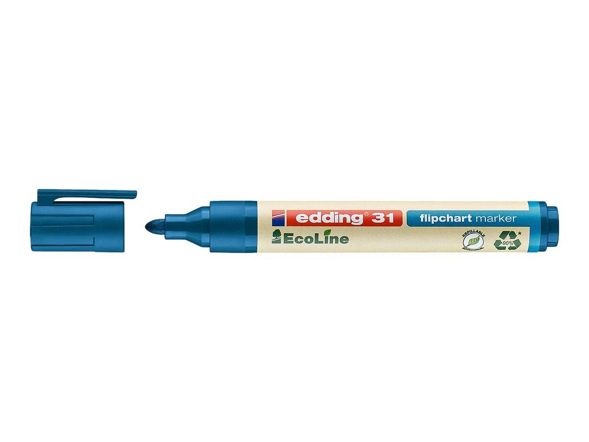 edding EcoLine 31 - Marker - für Flipchart - Schwarz, Rot, Blau, Grün - wasserbasierte Tinte - 1.5-3 mm (Packung mit 4)