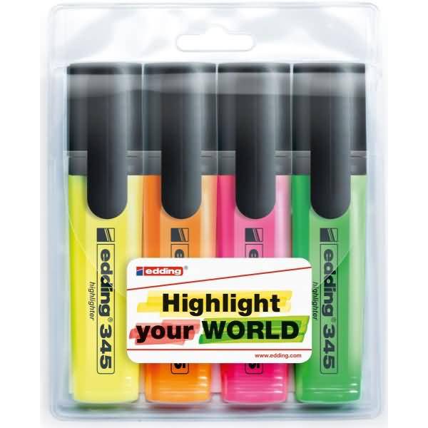 Textmarker edding 345 highlighter sortiert VE=4 Stück