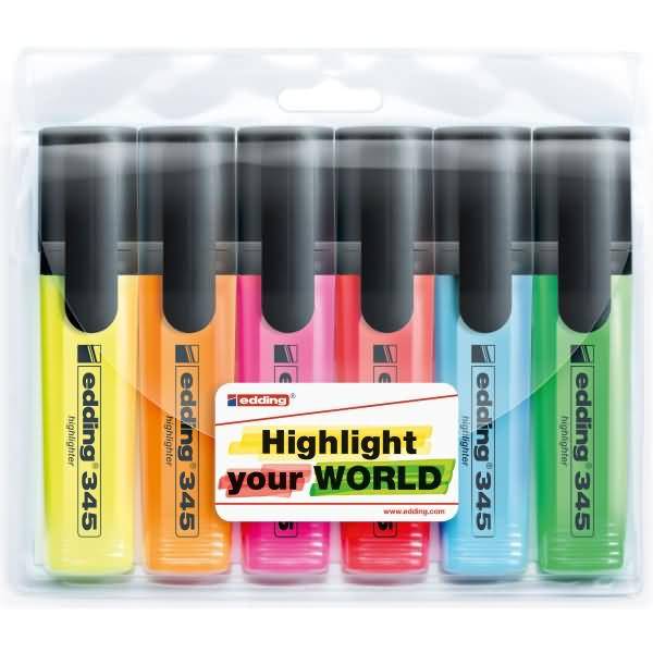 Textmarker edding 345 highlighter sortiert VE=6 Stück