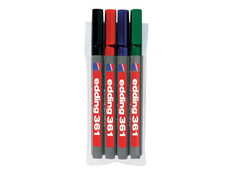 edding 361 board - Marker - für Tafel - Schwarz, Rot, Blau, Grün - Pigmenttinte - 1 mm (Packung mit 4)