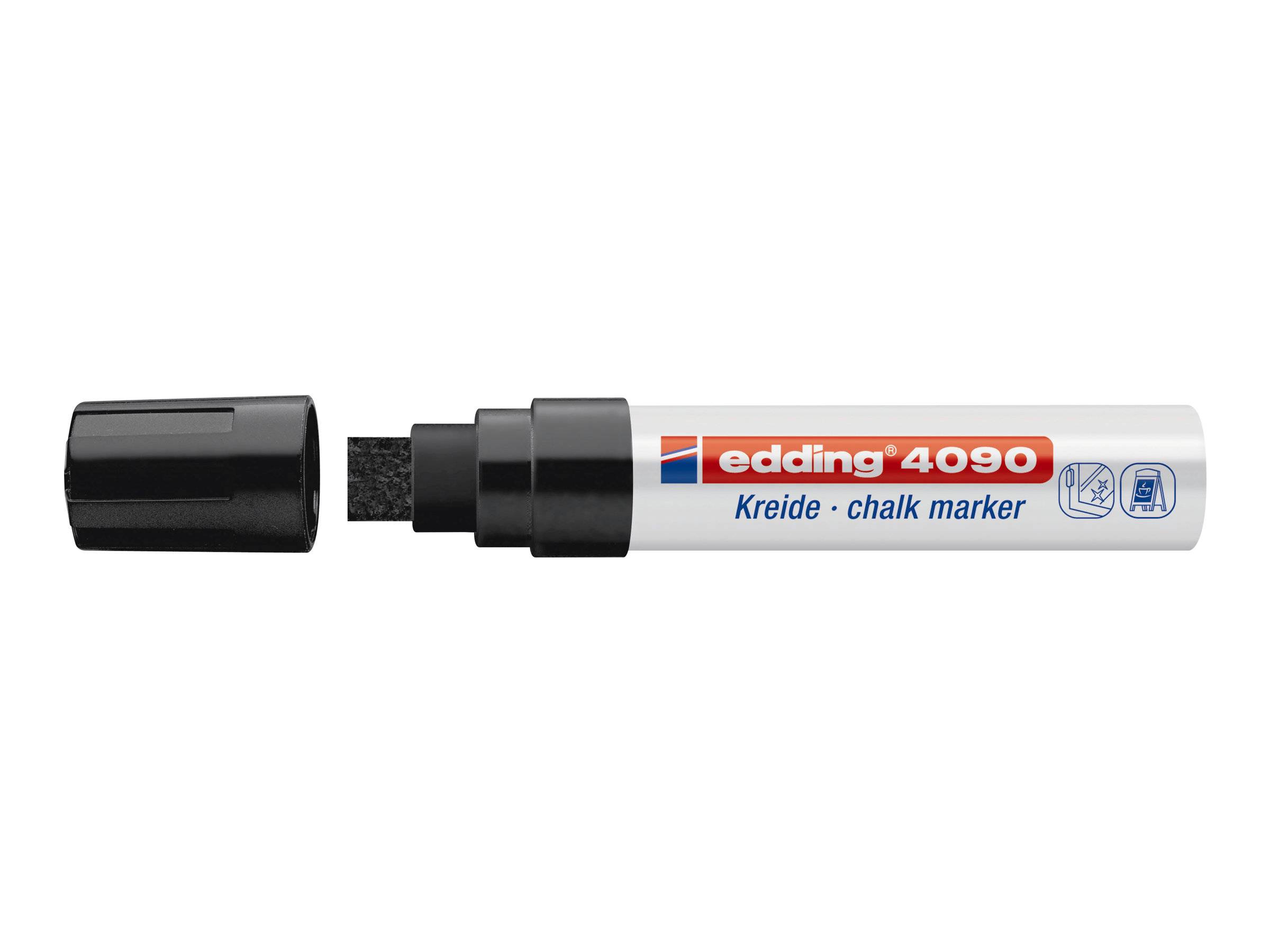 edding 4090 chalk - Marker - für Glas, Spiegel, Tafel - Schwarz, Rot, Blau, Neongrün - wasserbasierte Flüssigkreide - 4-