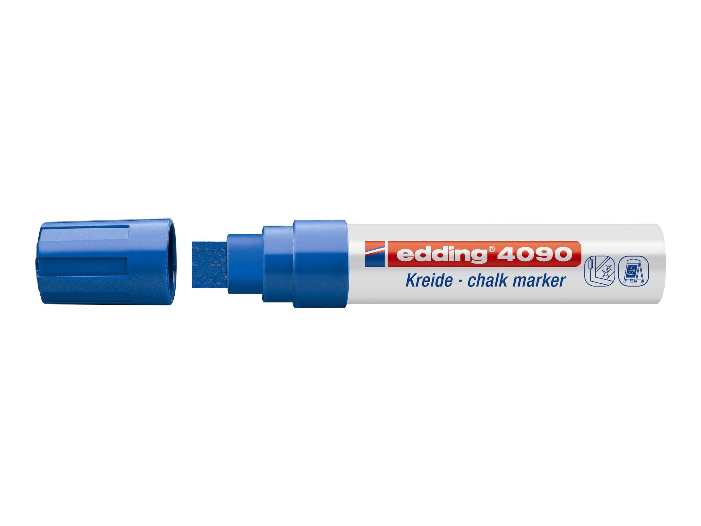 edding 4090 chalk - Marker - für Glas, Spiegel, Tafel - Schwarz, Rot, Blau, Neongrün - wasserbasierte Flüssigkreide - 4-