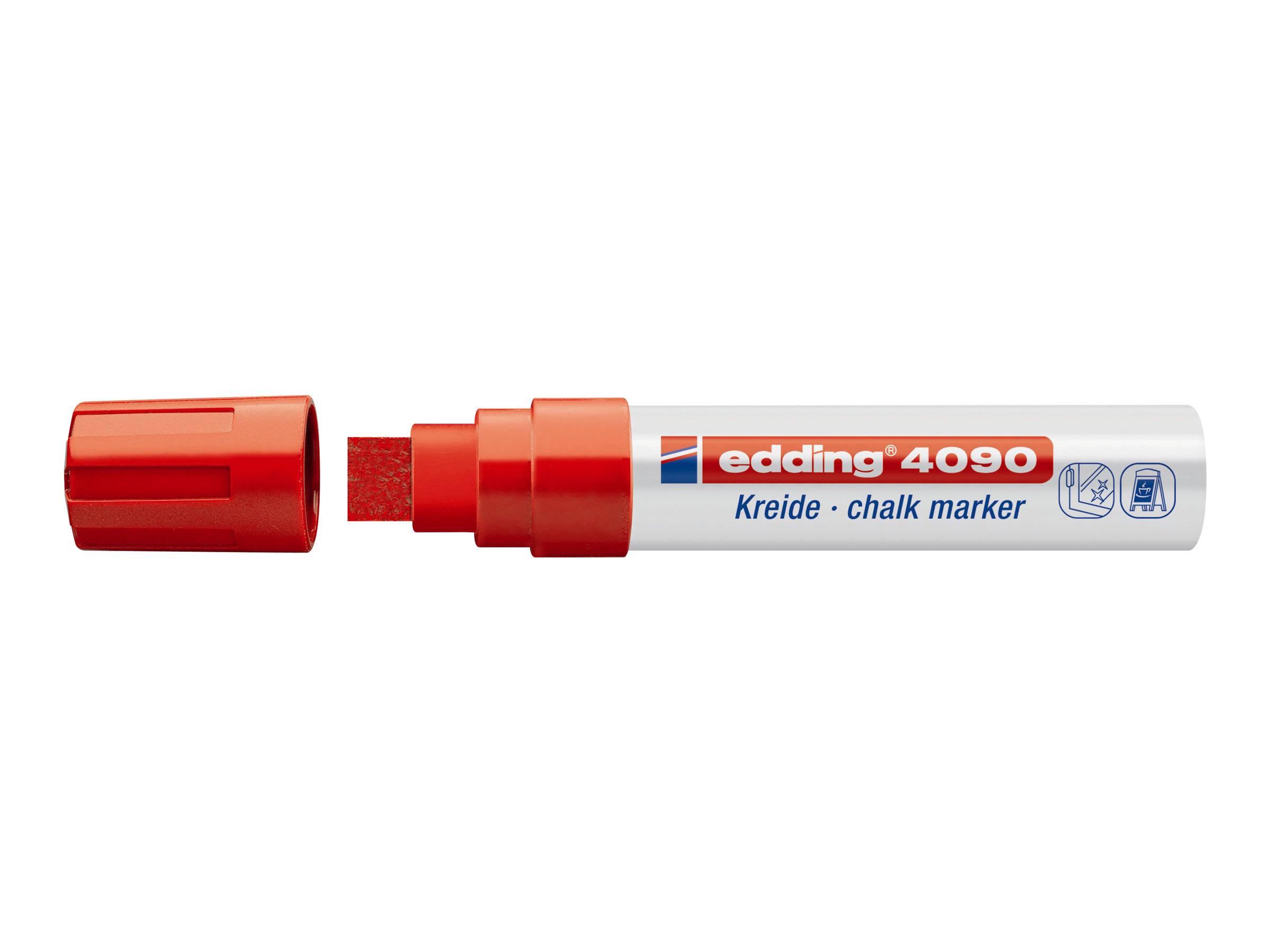 edding 4090 chalk - Marker - für Glas, Spiegel, Tafel - Schwarz, Rot, Blau, Neongrün - wasserbasierte Flüssigkreide - 4-