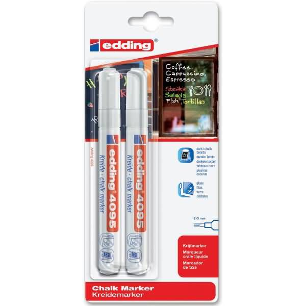 Kreidemarker edding 4095 2-3 mm weiß VE=2 Stück