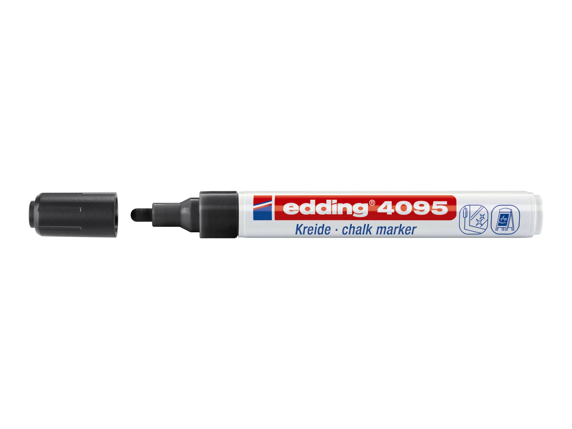 edding 4095 chalk - Marker - für Glas, Spiegel, Tafel - Schwarz, Rot, Blau, Neongrün - wasserbasierte Flüssigkreide - 2-