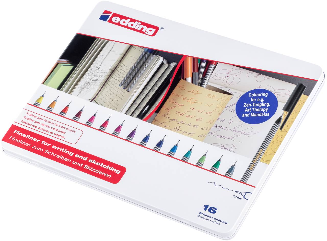 EDDING 55 - Schwarz - Blau - Braun - Grün - Grau - Orange - Pink - Rot - Violett - Gelb - Mehrfarben - Rund - Tinte auf Wasserbasis - Metall - 0,3