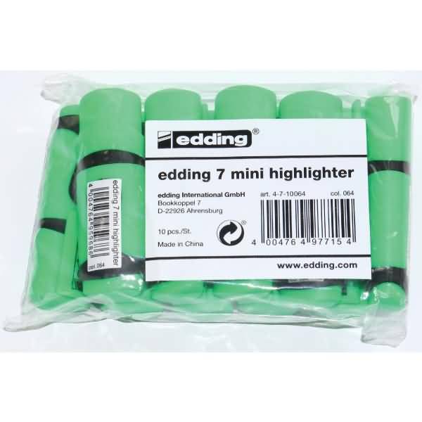 Textmarker edding 7 mini highlighter 1-3 mm VE=10 Stück Polybeutel neongrün
