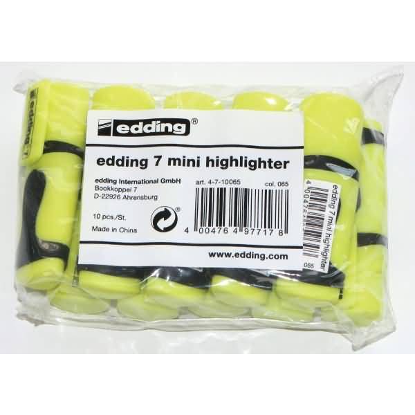 Textmarker edding 7 mini highlighter 1-3 mm VE=10 Stück Polybeutel neongelb