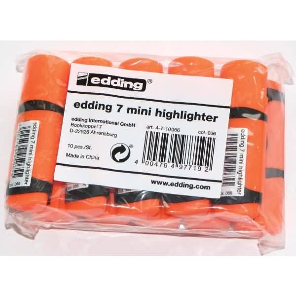 Textmarker edding 7 mini highlighter 1-3 mm VE=10 Stück Polybeutel neonorange