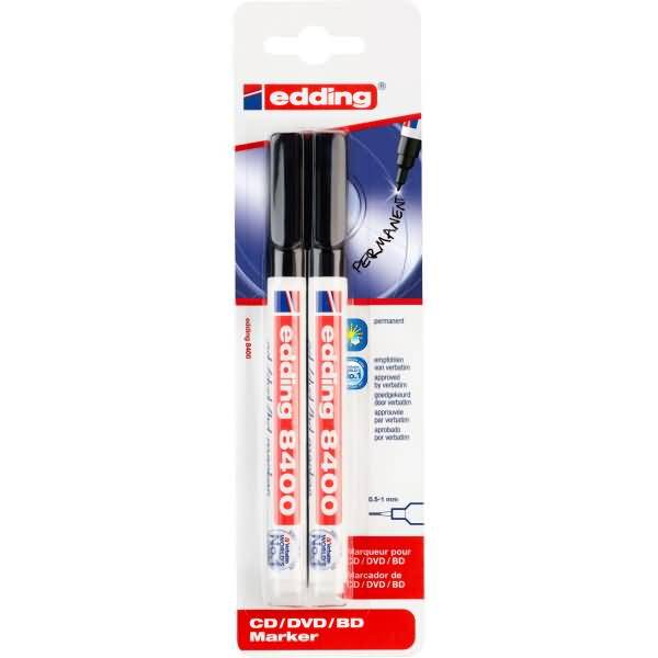 CD-Marker edding 8400 0,5-1mm schwarz VE=2 Stück