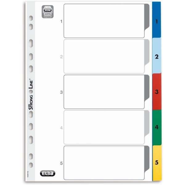 Register Kunststoff A4 PP 5-teilig 5-farbig