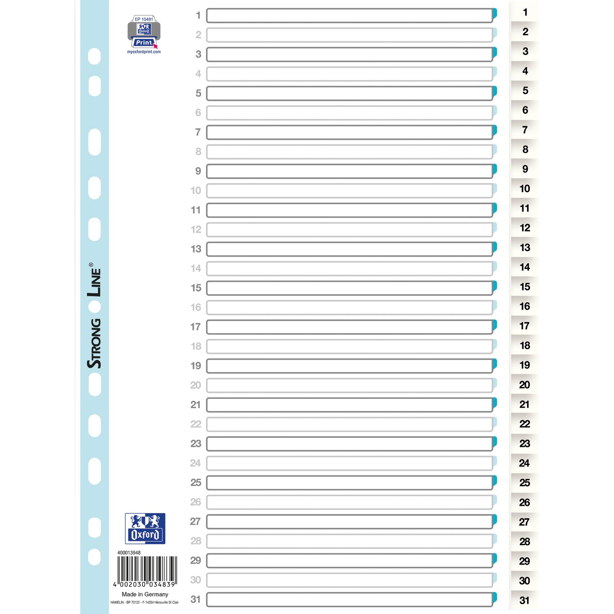 ELBA Register 400013948 DIN A4 1-31 volle Höhe Kunststoff weiß