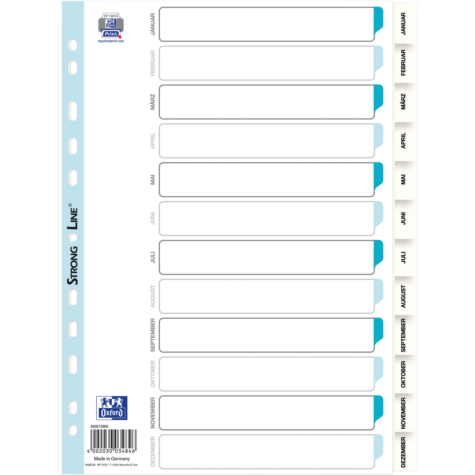 ELBA Register divide 400013900 Jan.-Dez. DIN A4 12Blatt PP weiß