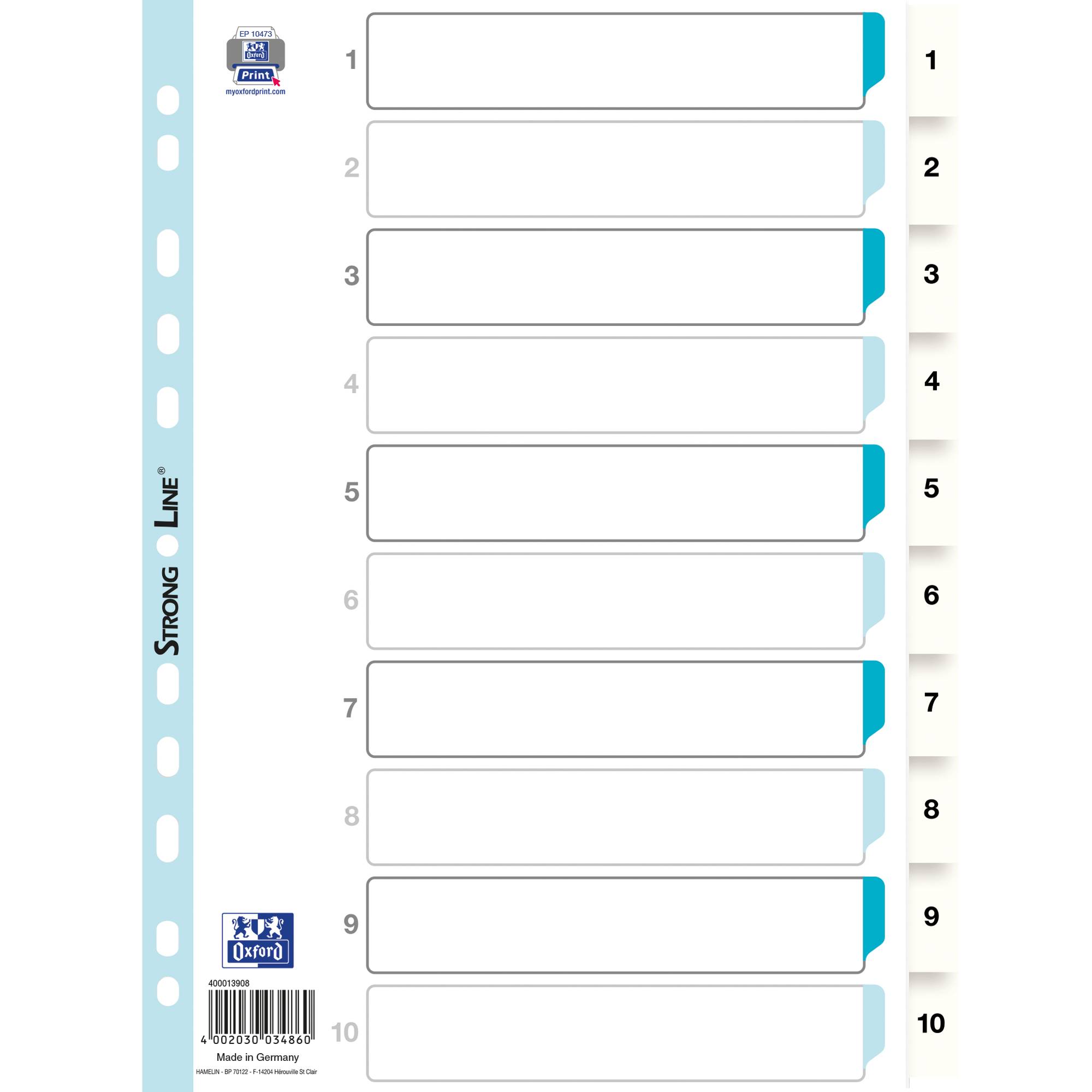 ELBA Register 400013908 DIN A4 1-10 volle Höhe Kunststoff weiß