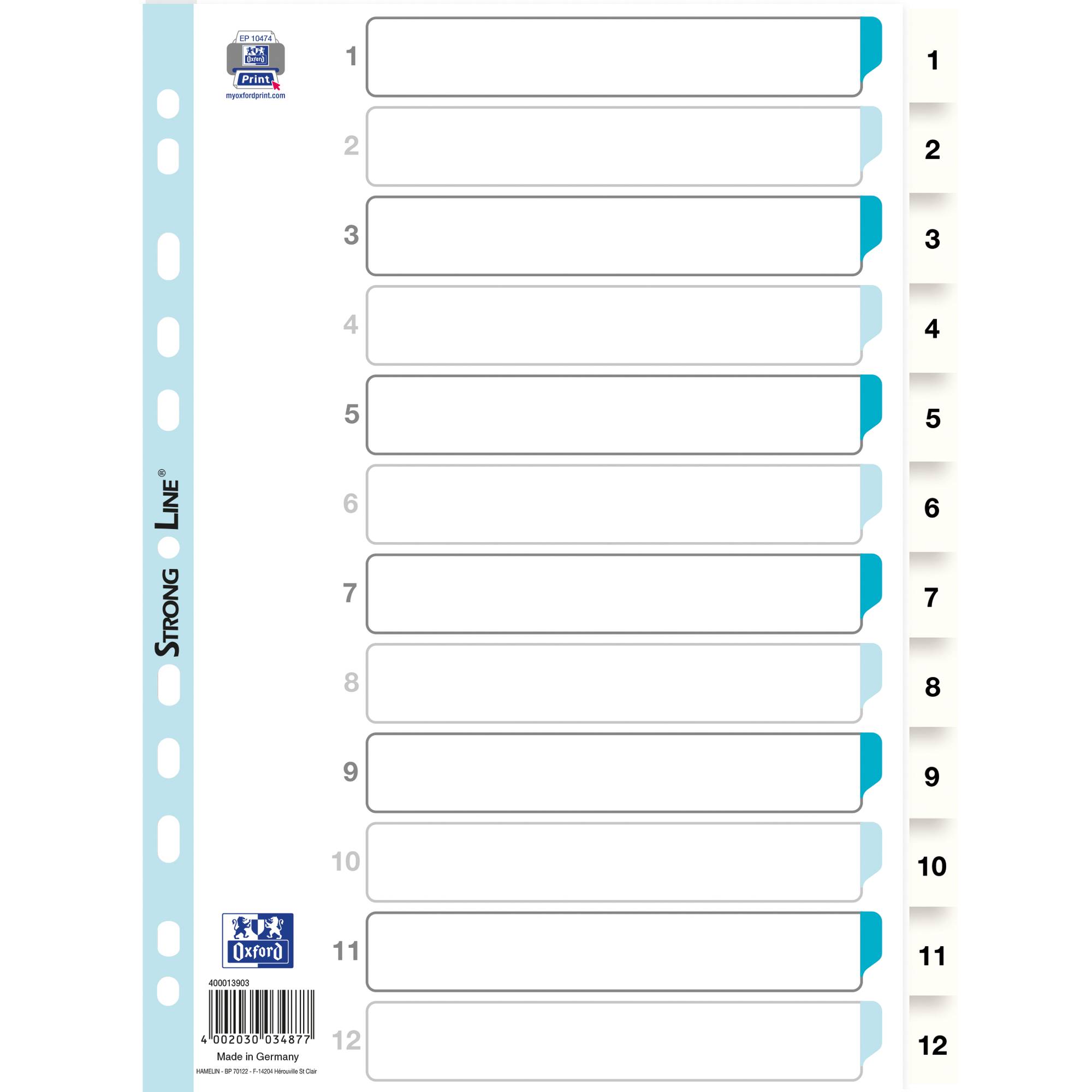 ELBA Register 400013903 DIN A4 1-12 volle Höhe Kunststoff weiß