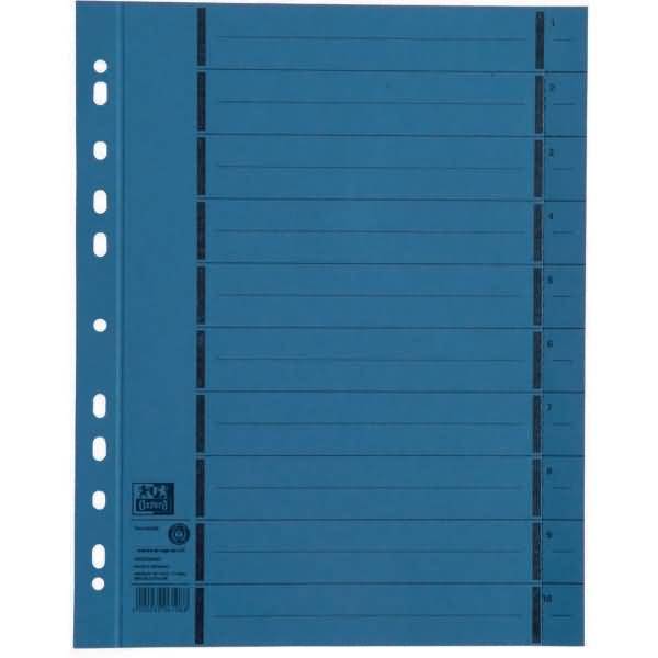 Trennblatt A4 mit Perforation Manilakarton blau