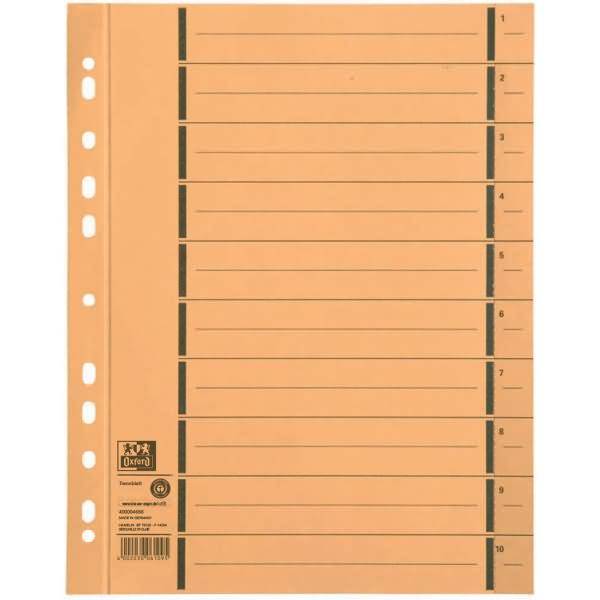 Trennblatt A4 mit Perforation Manilakarton gelb