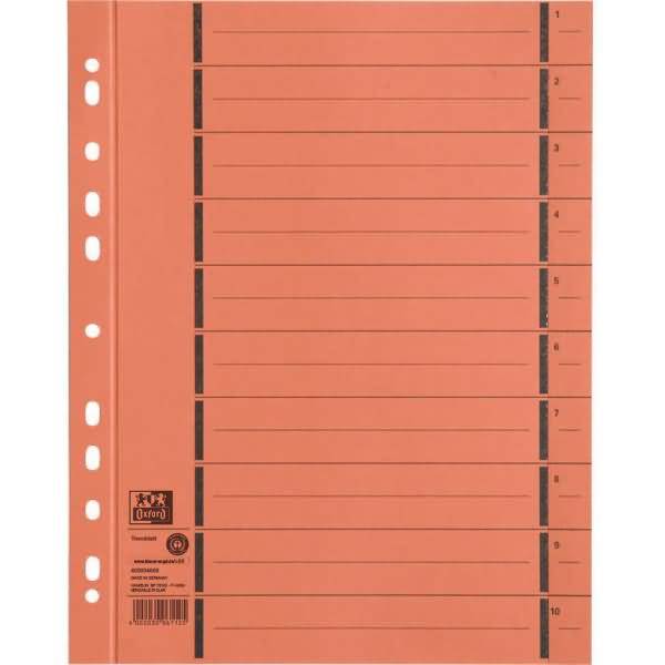 Trennblatt A4 mit Perforation Manilakarton orange
