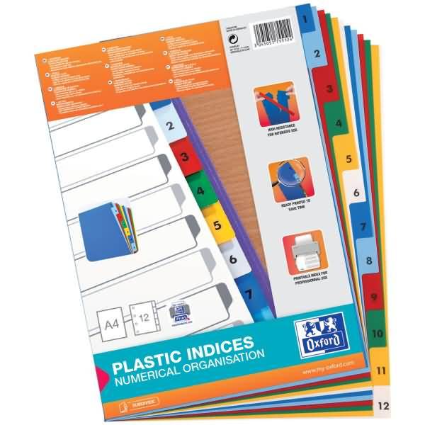 Register A4 PP-Folie 1-12 farbig