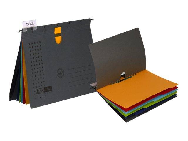 ELBA chic ULTIMATE - Hängehefter - für A4 - Kapazität: 200 Blätter - mit Register - Anthrazit (Packung mit 5)