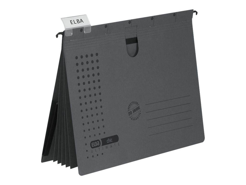 ELBA chic ULTIMATE - Hängehefter - für A4 - Kapazität: 200 Blätter - mit Register - Anthrazit (Packung mit 5)