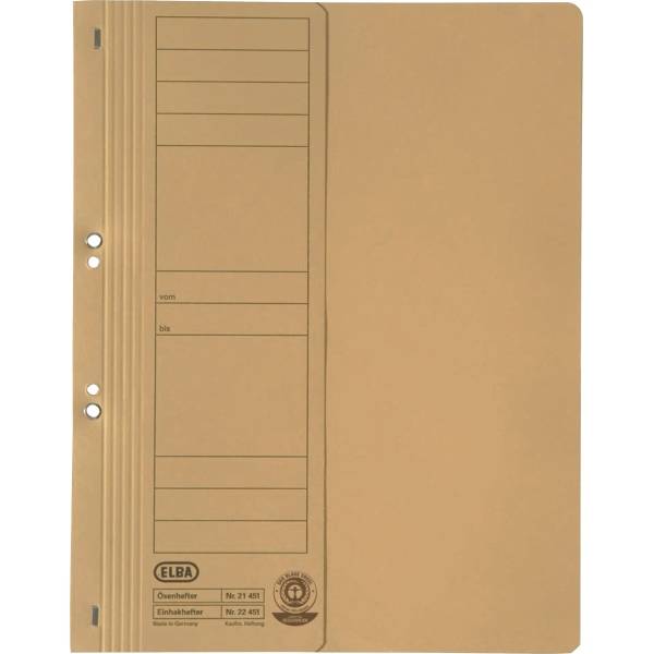 Ösenhefter kaufm. Heftung halber Vorderdeckel Karton chamois