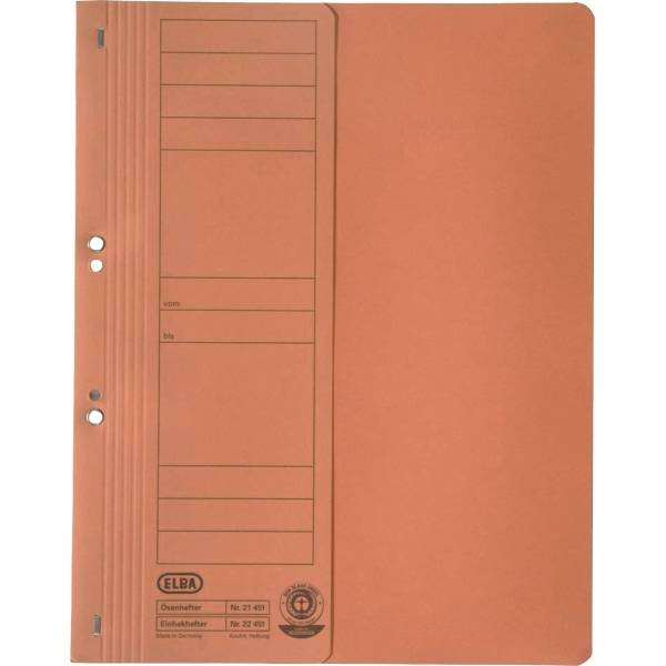 Ösenhefter kaufm. Heftung halber Vorderdeckel Karton orange