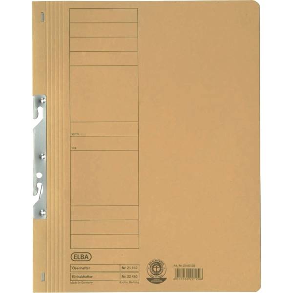 Einhakhefter kfm. Heftung ganzer Vorderdeckel Karton gelb