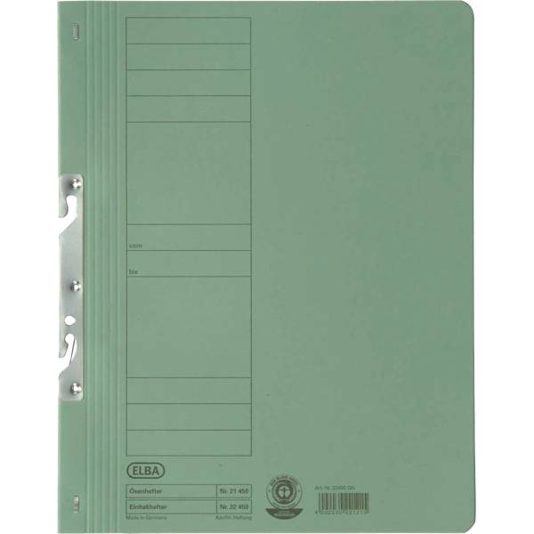 Einhakhefter kfm. Heftung ganzer Vorderdeckel Karton grün