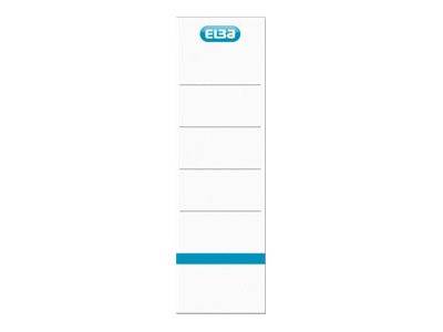 Weißer ELBA Ordner oder Hefter mit blauem Logo und horizontalen Registertrennern, frontal auf einfachem Hintergrund dargestellt.