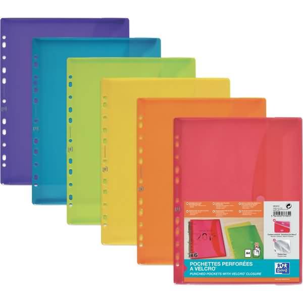 Dokumententaschen zum Abheften A4 PP VE=6 Stück transluzent sortiert