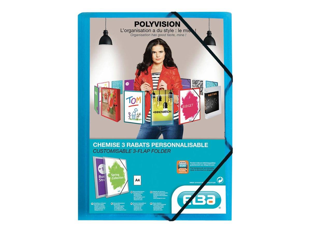 ELBA Polyvision - Aktenmappe mit 3 Klappen - für A4 - kobaltblau (durchsichtig)