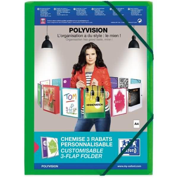Eckspannermappe polyvision A4 PP 3 Klappen limone