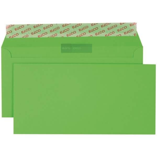 Grüne Umschlag-Ordnermappe mit Klappe und großer Vordertasche, gezeigt mit gemustertem „ELCO