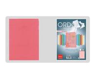 Öffnen Sie ein Notizbuch oder einen Planer mit einer einfachen rosa linken Seite und einem 