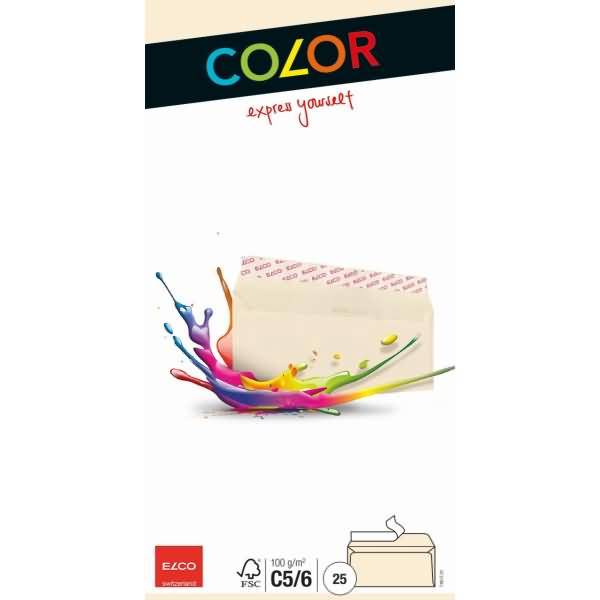 Briefumschläge Color C5/6 hellchamois Haftklebung Papier 100 g/qm VE=25 Stück