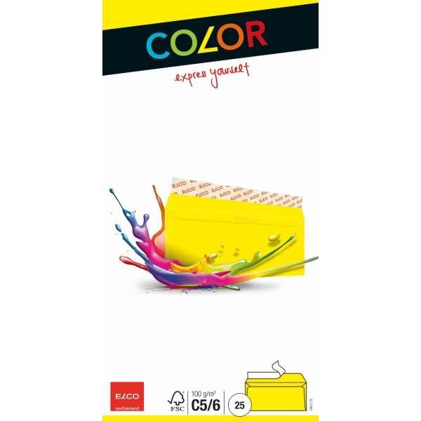 Briefumschläge Color C5/6 intensiv gelb H Papier 100 g/qm VE=25 Stück