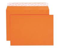 Orange-Umschlagordner mit weißer gemusterter Innenklappe, geschlossen auf einfachem Hintergrund dargestellt.