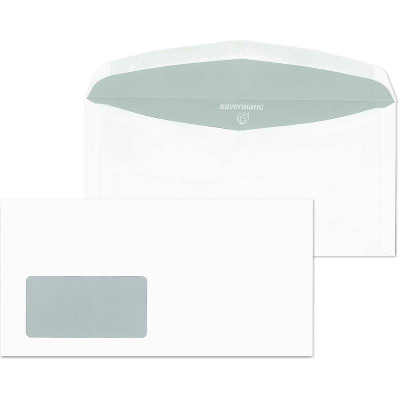 Zwei weiße Umschläge, einer offen mit Blick auf das Innere und ein anderer mit einem transparenten Fenster auf der Vorderseite.