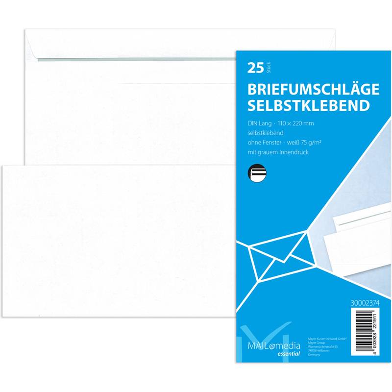 MAILmedia Briefumschlag Offset weiß, DIN lang, ohne Fenster