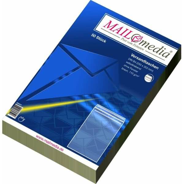 Versandtaschen B4 110g/qm selbstklebend braun VE=50 Stück